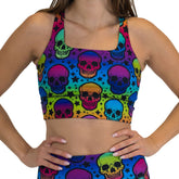 Longline Bra | Psychedelic Skulls