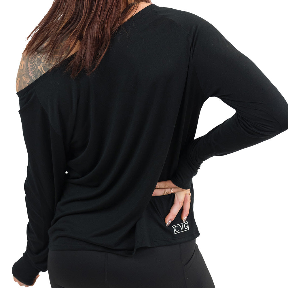Long Sleeve Slouchy Tee | Black