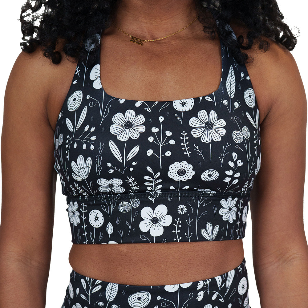 Longline Bra | Monochrome Meadow