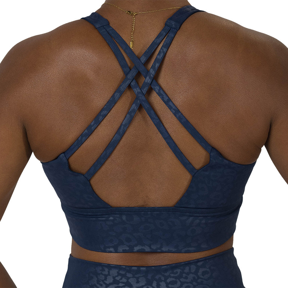 Longline Bra | Navy Leopard