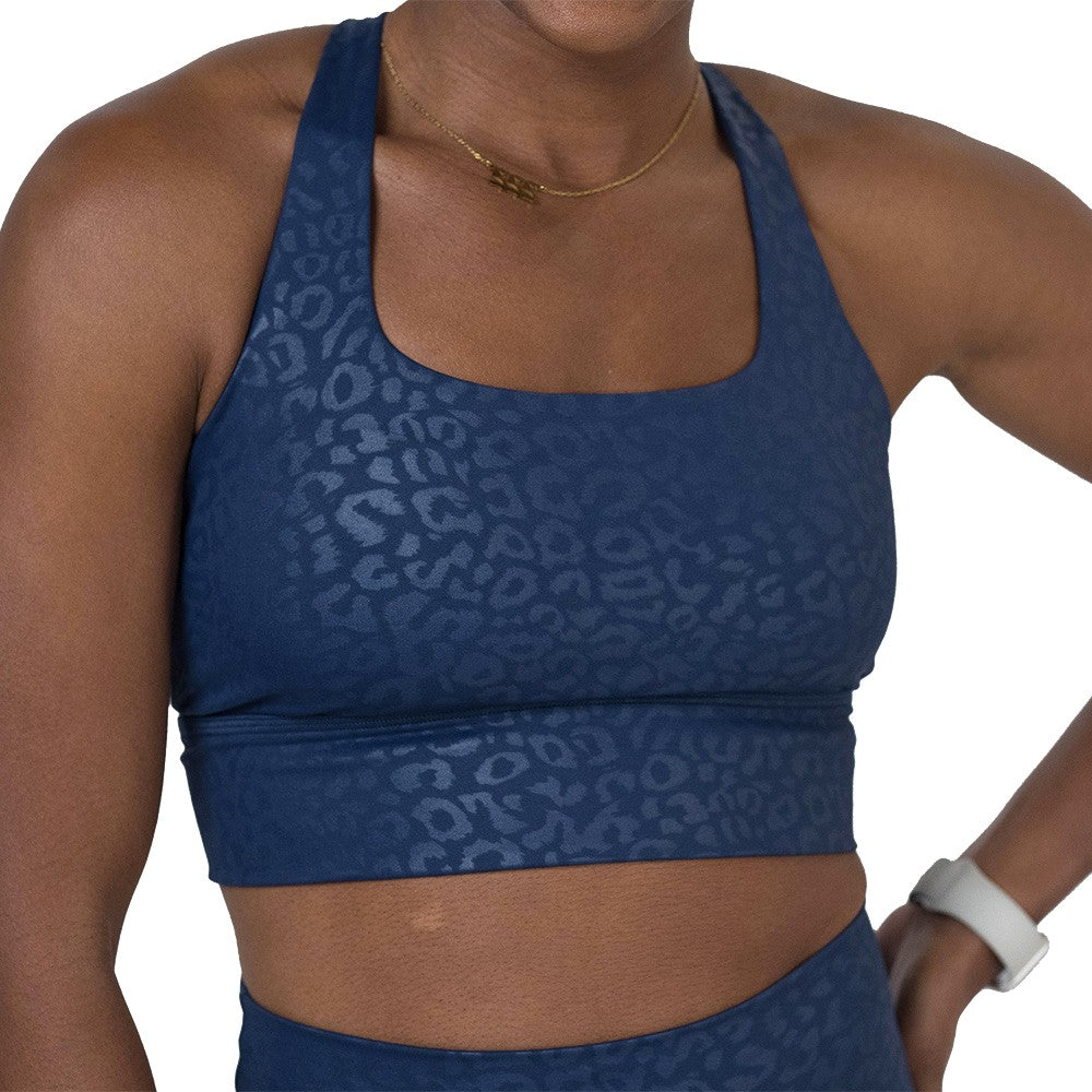 Longline Bra | Navy Leopard