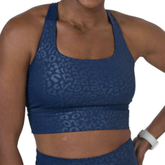 Longline Bra | Navy Leopard