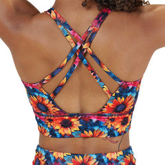 Longline Bra | Watercolor Sunflowers
