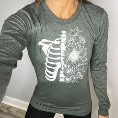 Long Sleeve Tee | Floral Ribcage