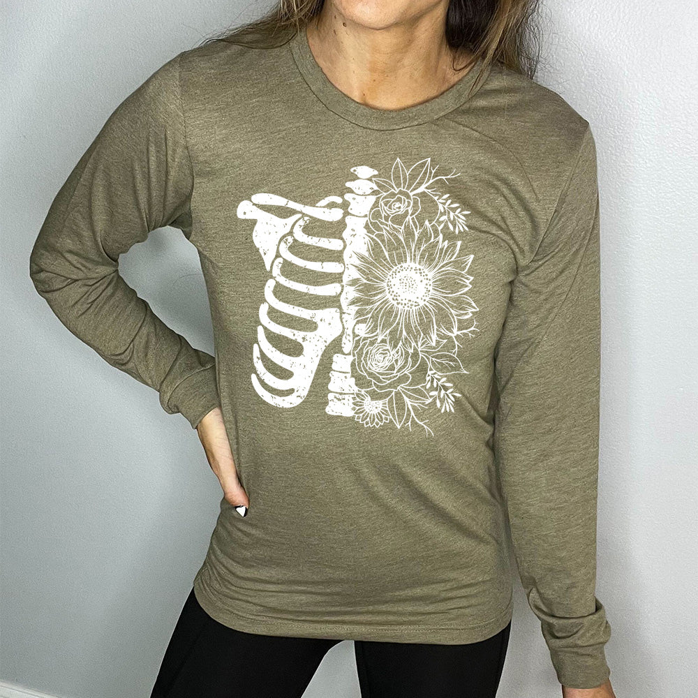 Long Sleeve Tee | Floral Ribcage