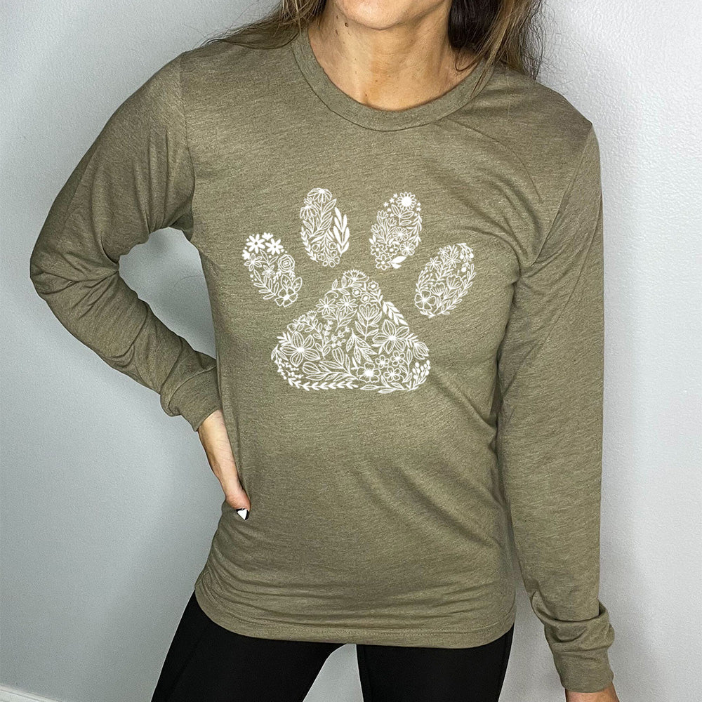 Long Sleeve Tee | Paw Floral Design