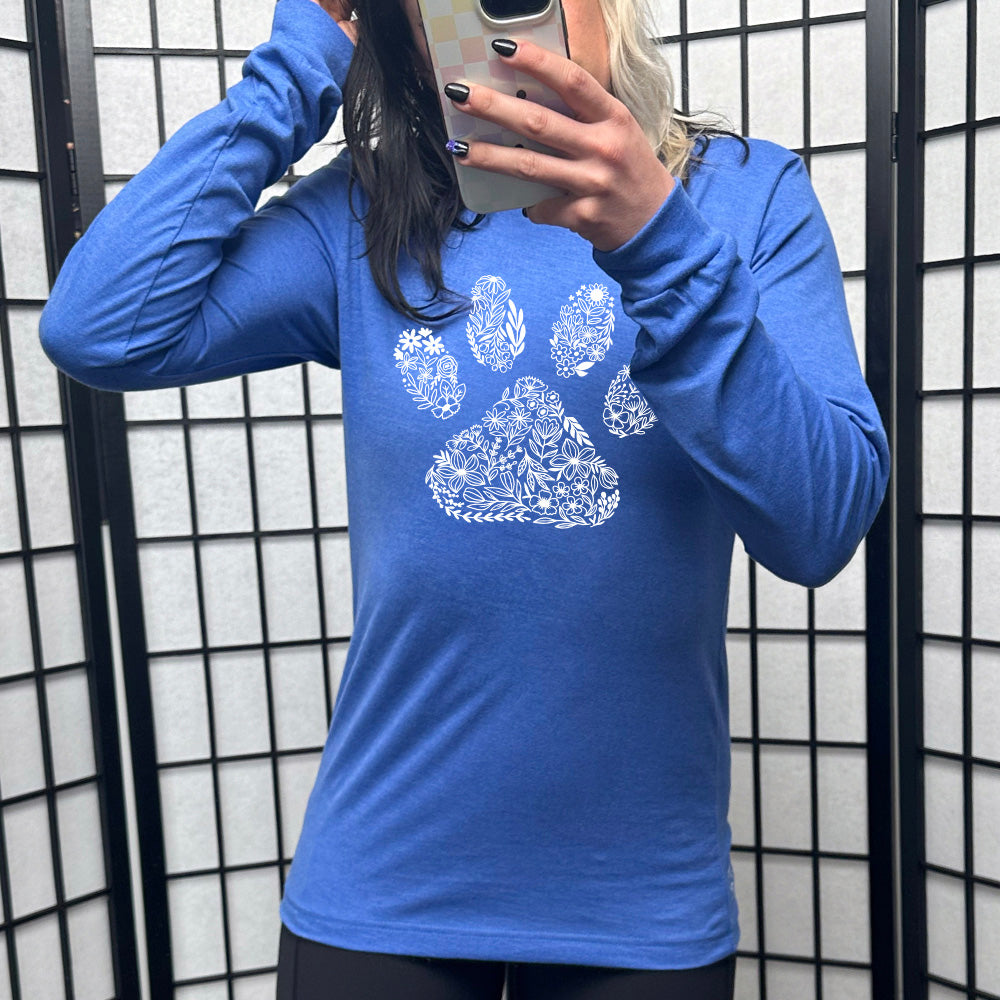 Long Sleeve Tee | Paw Floral Design