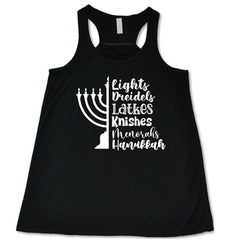 Lights, Dreidels, Latkes, Knishes, Menorahs, Hanukkah Shirt