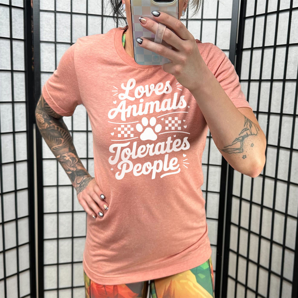 Loves Animals Tolerates People Shirt Unisex