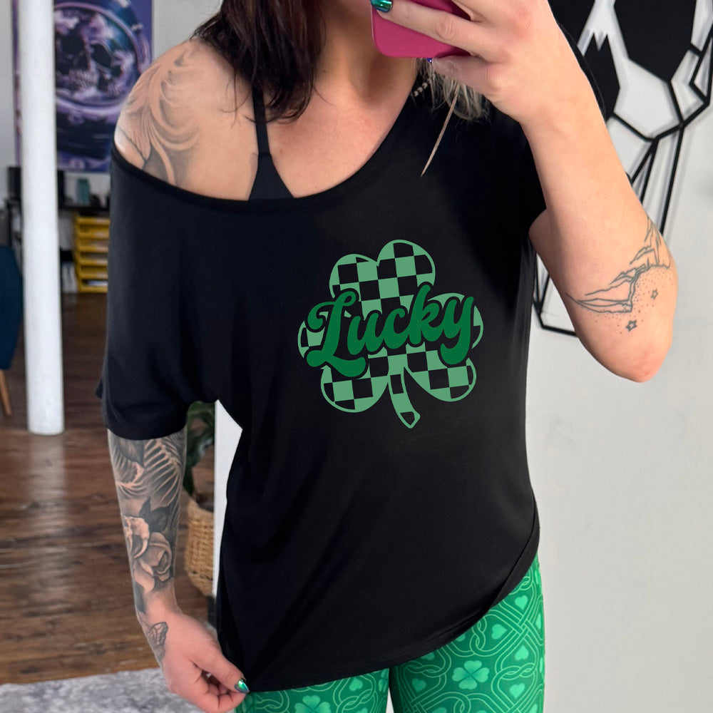Lucky Checkered Shamrock | Slouchy Tee