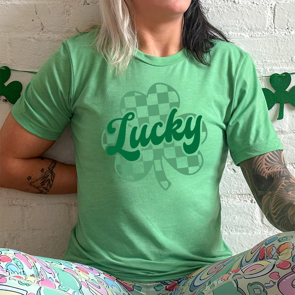 Lucky Checkered Shamrock Shirt Unisex