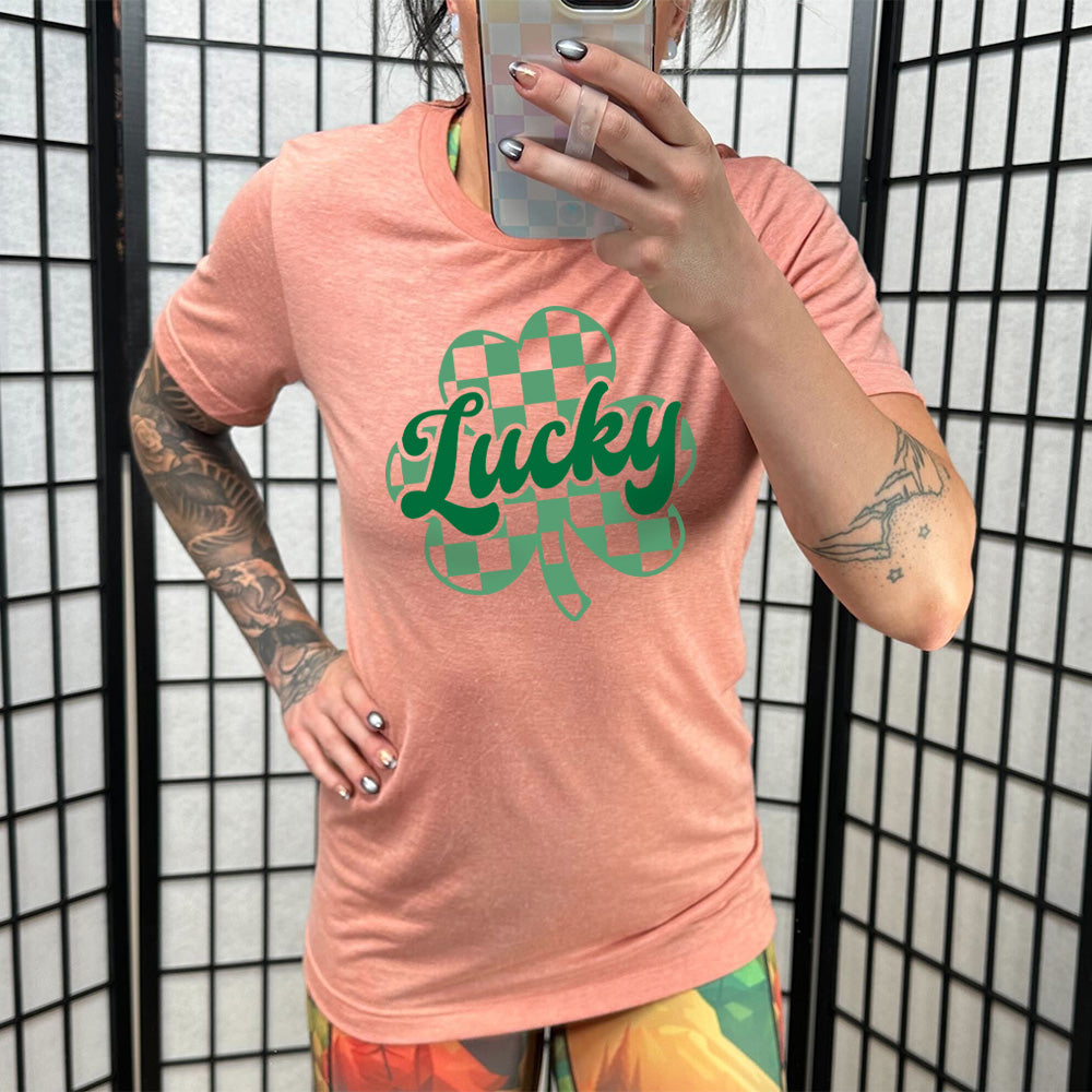 Lucky Checkered Shamrock Shirt Unisex