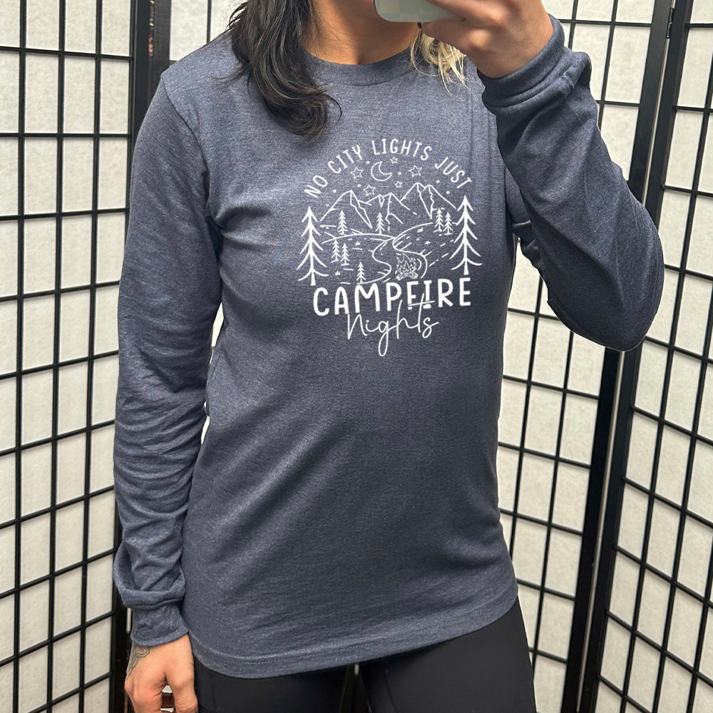 Long Sleeve Tee | No City Lights Just Campfire Nights