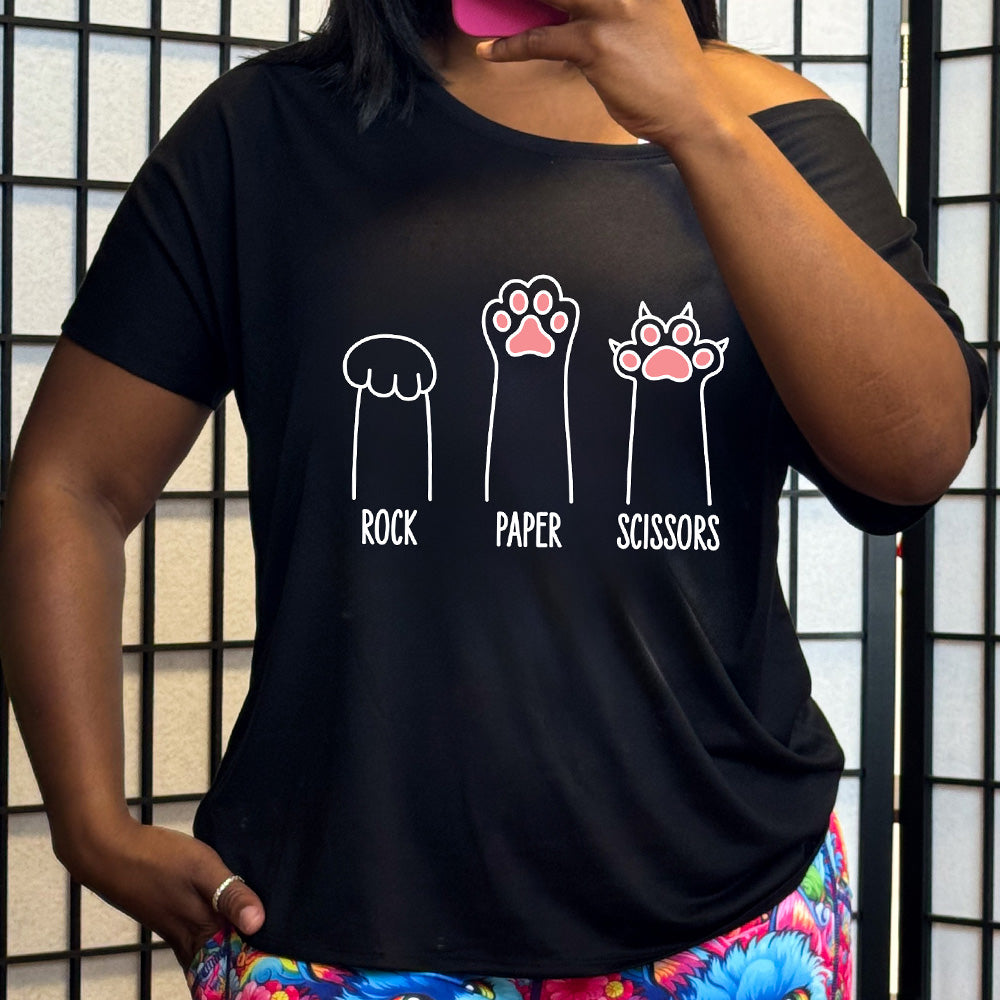 Rock Paper Scissors Cat Paws | Slouchy Tee