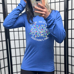 Long Sleeve Tee | I'm Fine. This Is Fine. Everything's Fine. Christmas Lights