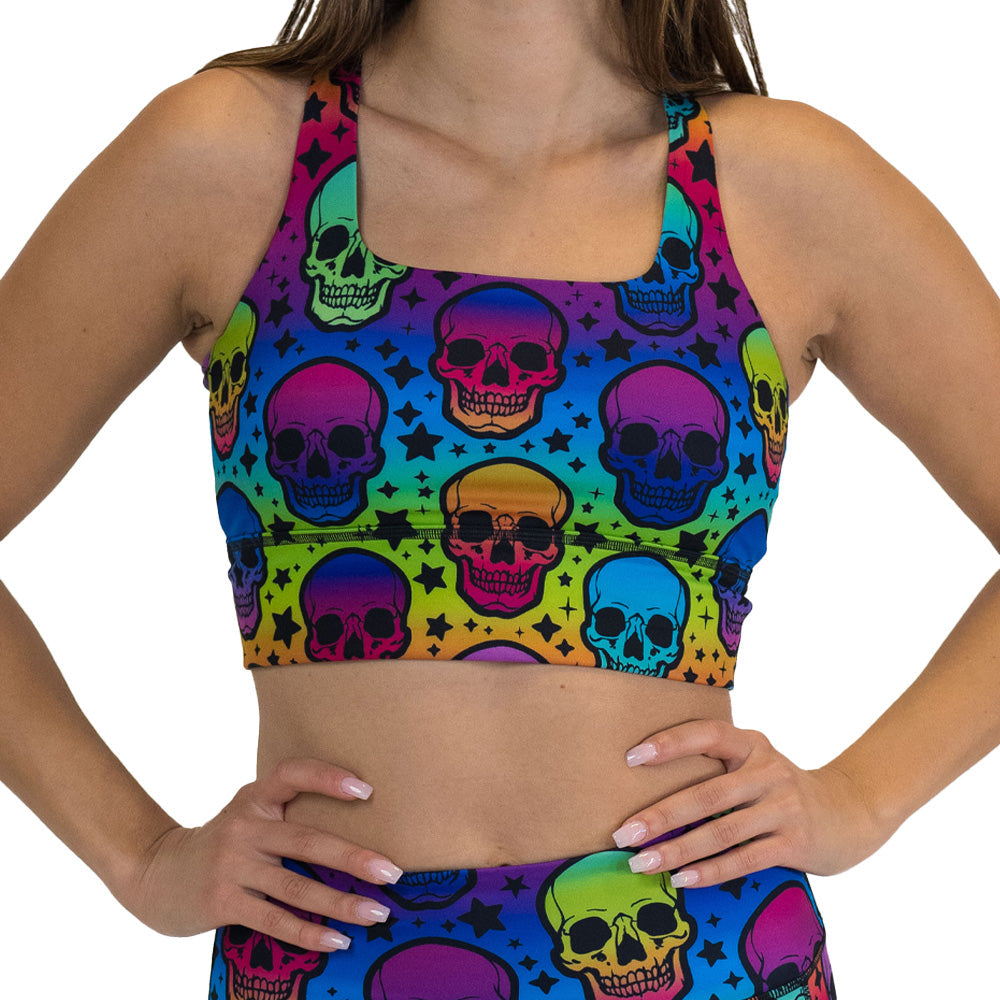 Longline Bra | Psychedelic Skulls