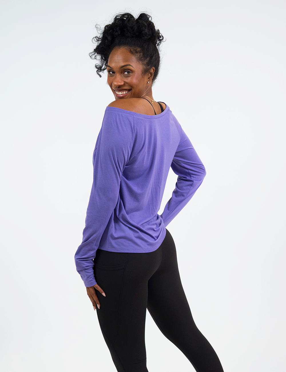 Long Sleeve Slouchy Tee | Purple