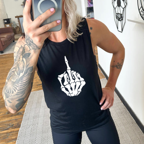Skeleton Middle Finger Muscle Tank