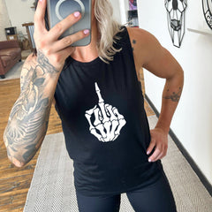 Skeleton Middle Finger Muscle Tank